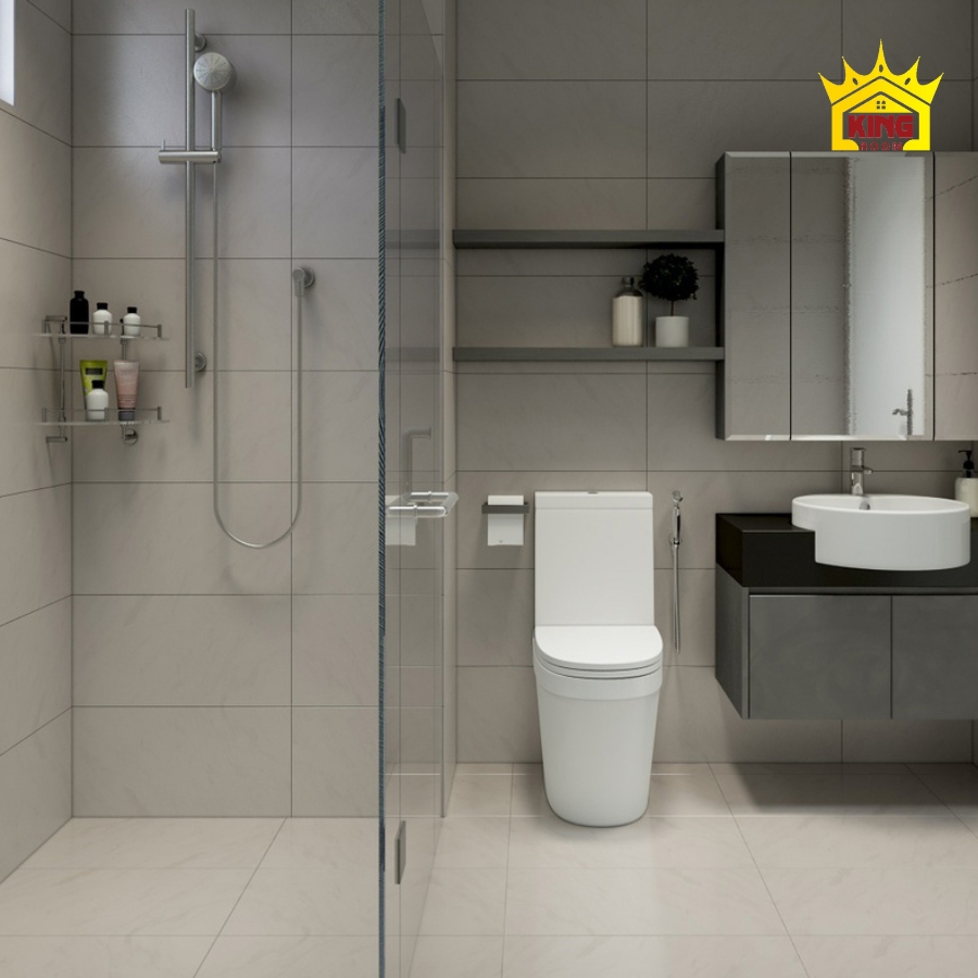 Thiết kế nhà vệ sinh và nhà tắm riêng tông màu tối giản mẫu số 1