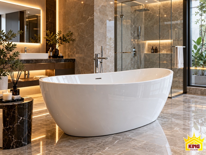 Bồn tắm Acrylic trong không gian phòng tắm hiện đại
