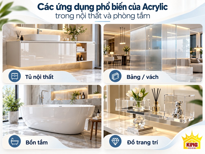 Các ứng dụng phổ biến của Acrylic trong nội thất và phòng tắm