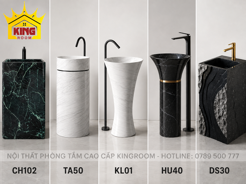 Các mẫu lavabo đá nguyên khối Kingroom CH102 TA50 KL01 HU40 DS30