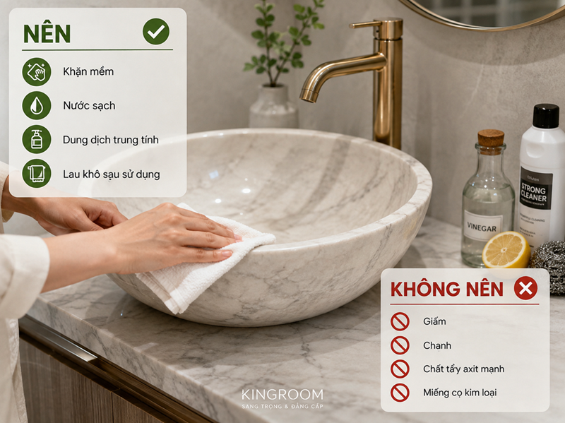 Cách vệ sinh lavabo đá Marble và Granite đúng cách