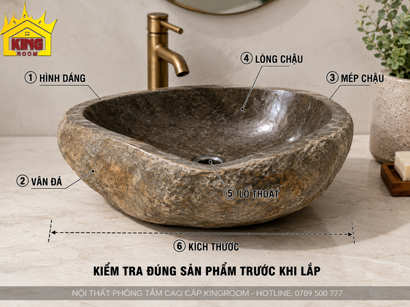 Checklist kiểm tra lavabo đá cuội trước khi lắp đặt