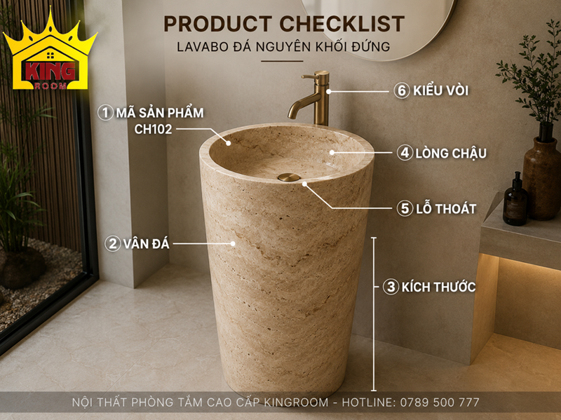 Checklist kiểm tra lavabo đá nguyên khối trước khi mua