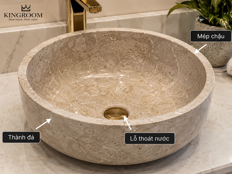 Chi tiết gia công ảnh hưởng đến độ bền lavabo đá tự nhiên