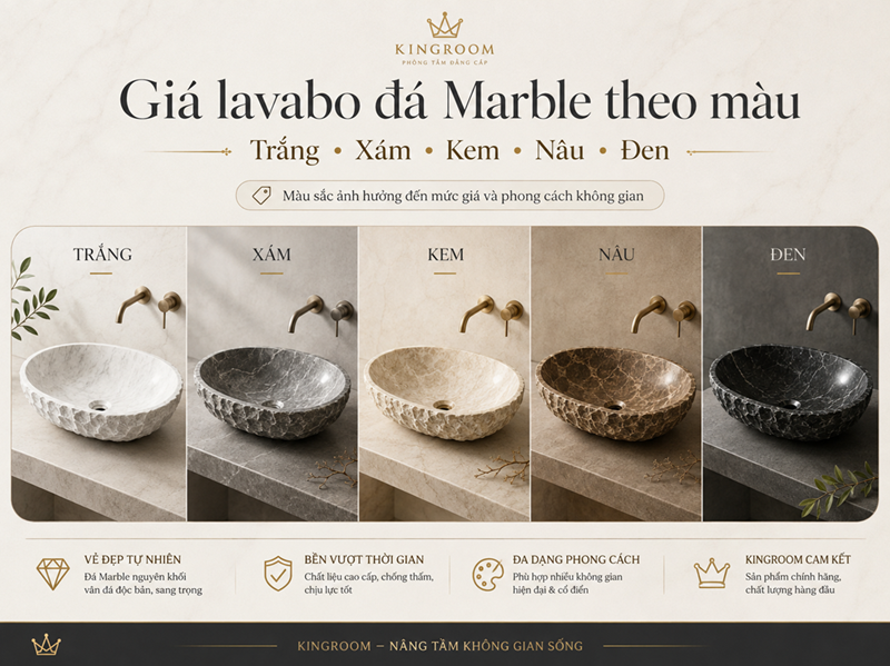 Giá lavabo đá Marble theo màu trắng xám kem nâu đen
