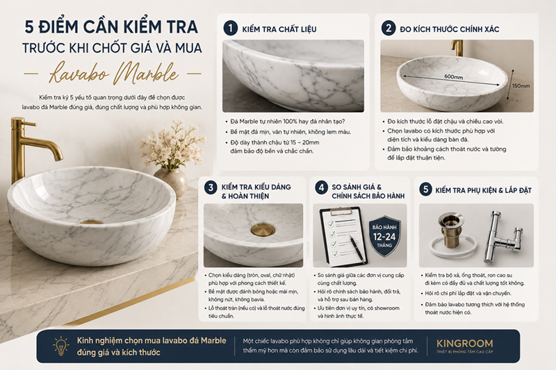 Kinh nghiệm chọn mua lavabo đá Marble đúng giá và kích thước