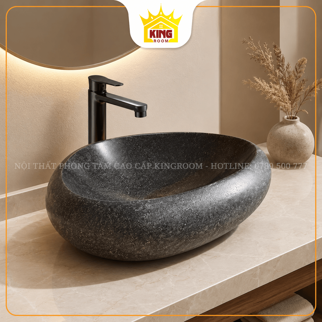 Lavabo đá Granite GRK02 trong phòng tắm hiện đại