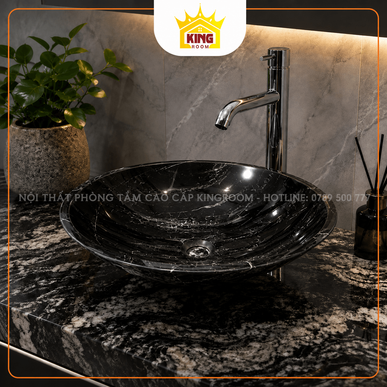 Kích thước lavabo Granite GRS01 Ø430 x cao 140 mm