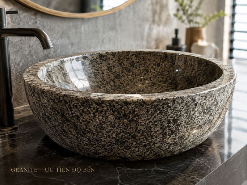 Lavabo đá Granite tự nhiên bền chắc