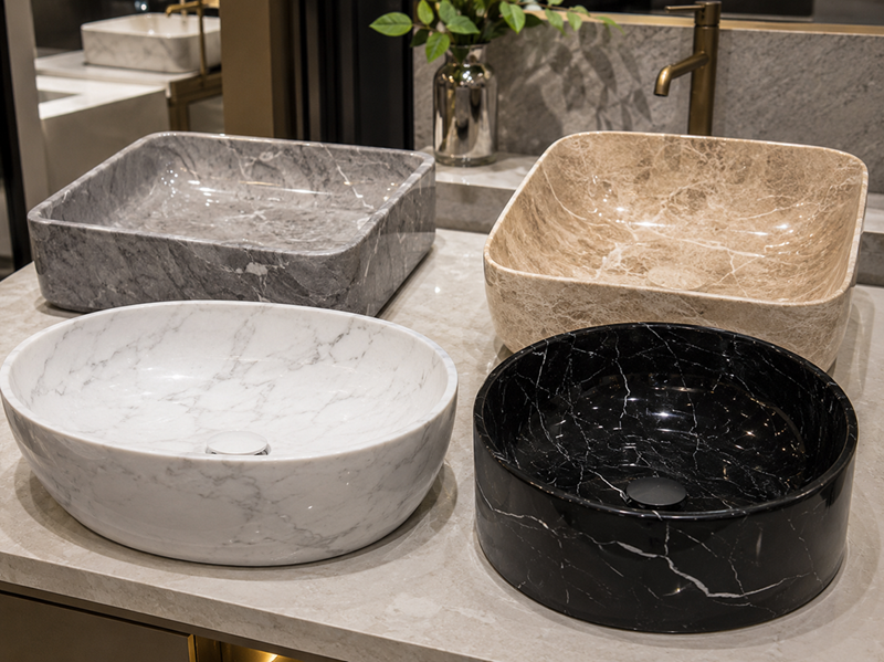 Lavabo đá Marble tự nhiên với hệ vân sang trọng