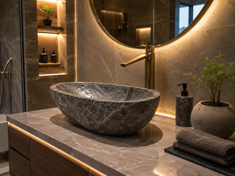 Lavabo đá tự nhiên bền đẹp cho phòng tắm cao cấp