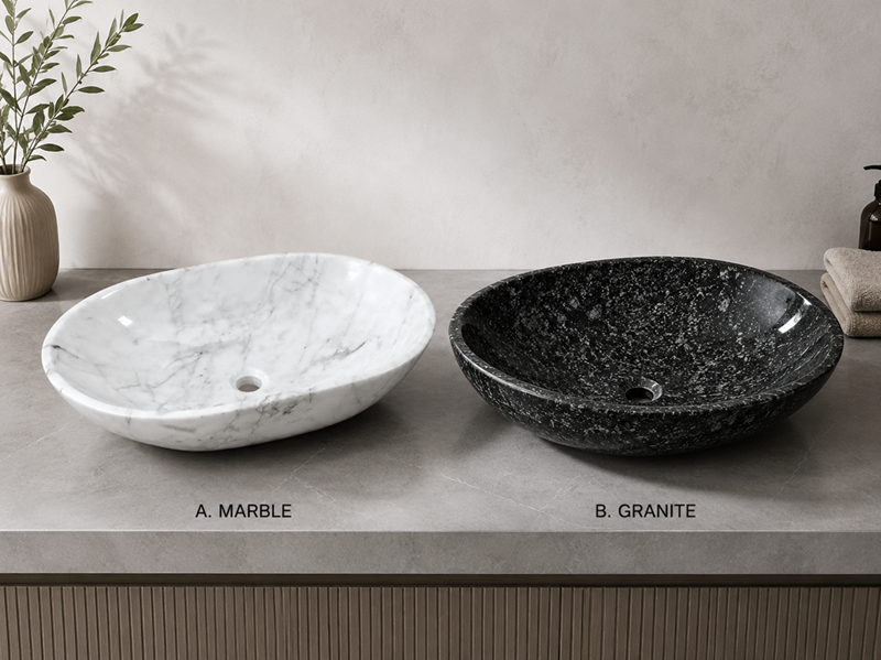 So sánh lavabo đá Marble và Granite tự nhiên