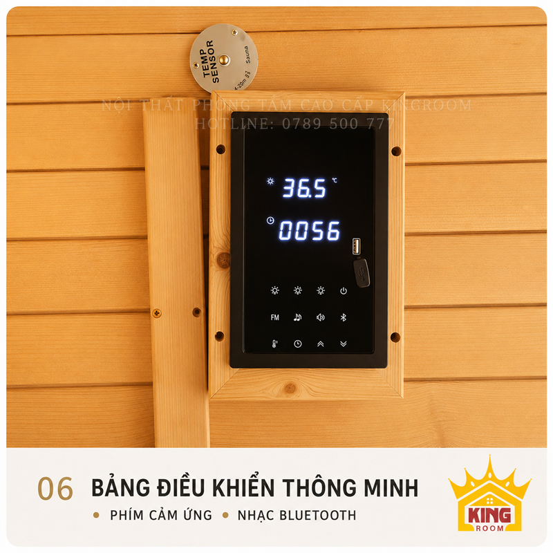 Bảng điều khiển cảm ứng phòng xông hơi KR-SN01 có Bluetooth