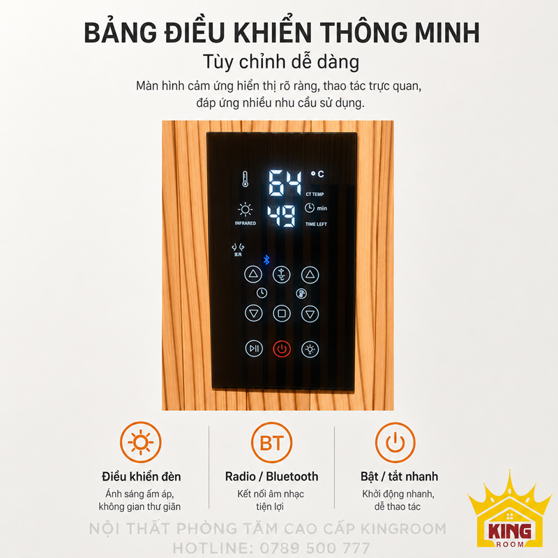 Bảng điều khiển cảm ứng phòng xông hơi hồng ngoại gia đình