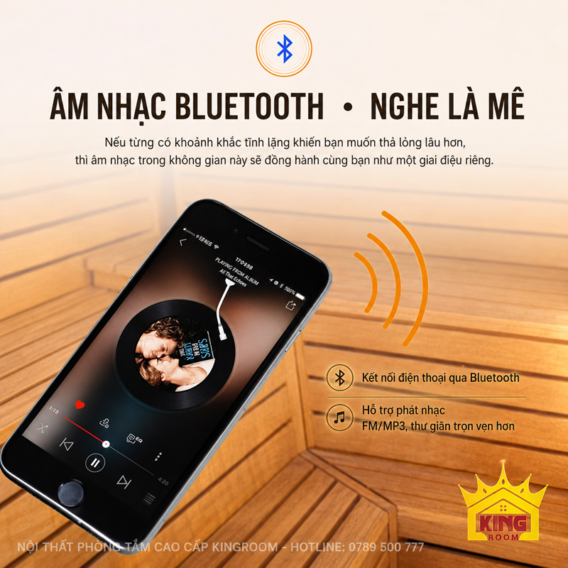 Kết nối Bluetooth trên phòng xông hơi hồng ngoại gia đình