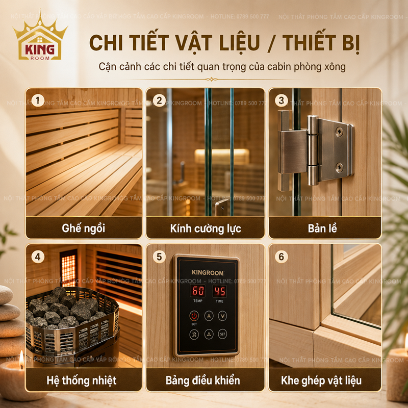 Chi tiết vật liệu và thiết bị phòng xông hơi gia đình