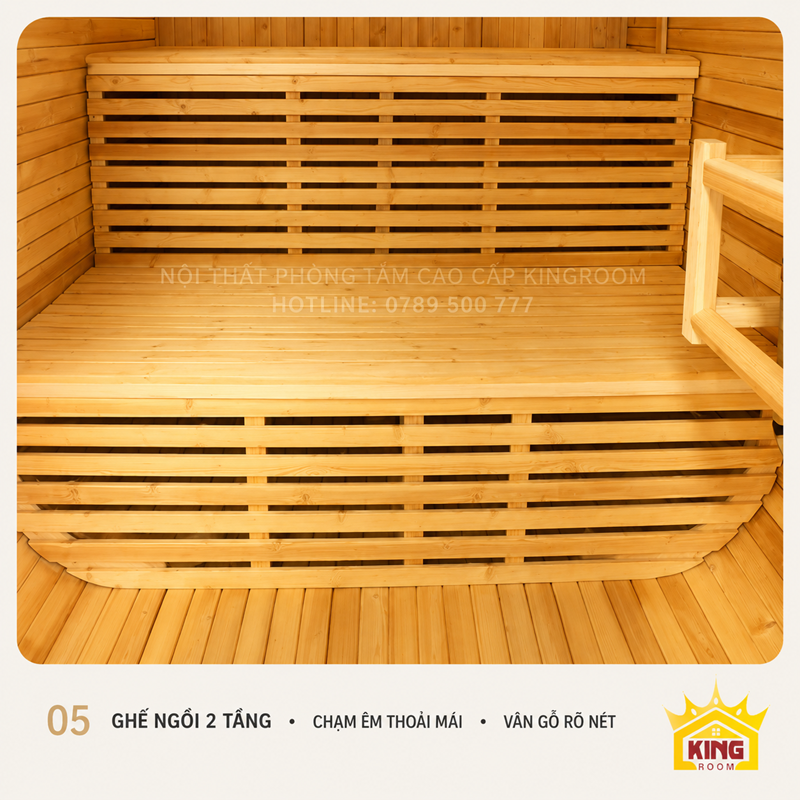 Ghế gỗ hai tầng phòng sauna gia đình KR-SN01