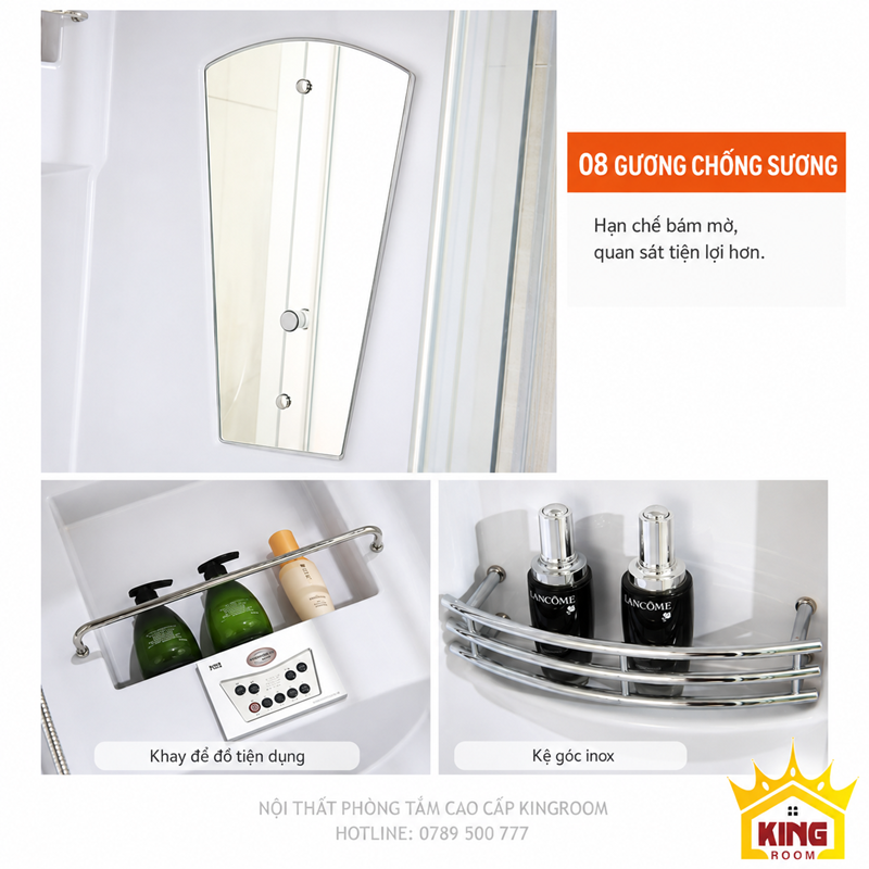 Gương và kệ để đồ trong cabin xông hơi S-017