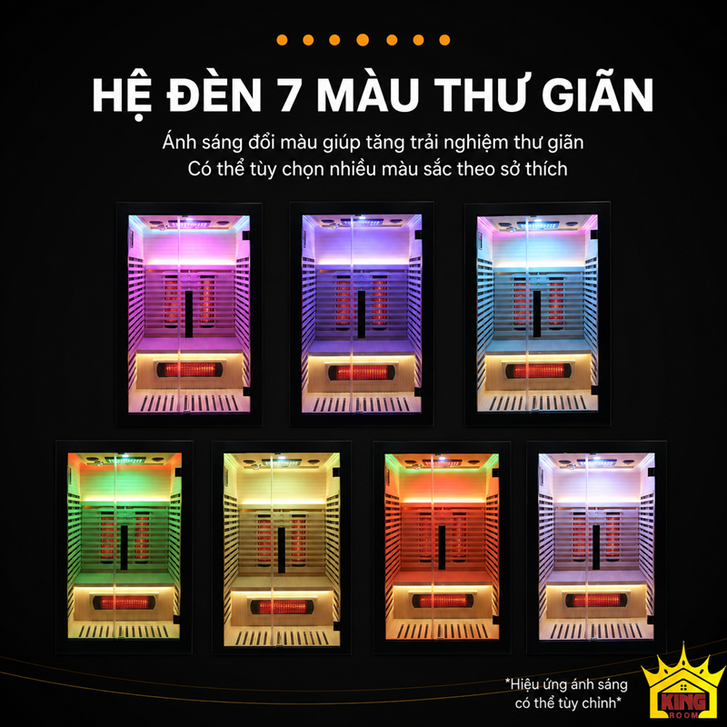 Hệ đèn LED 7 màu trong phòng xông hơi hồng ngoại