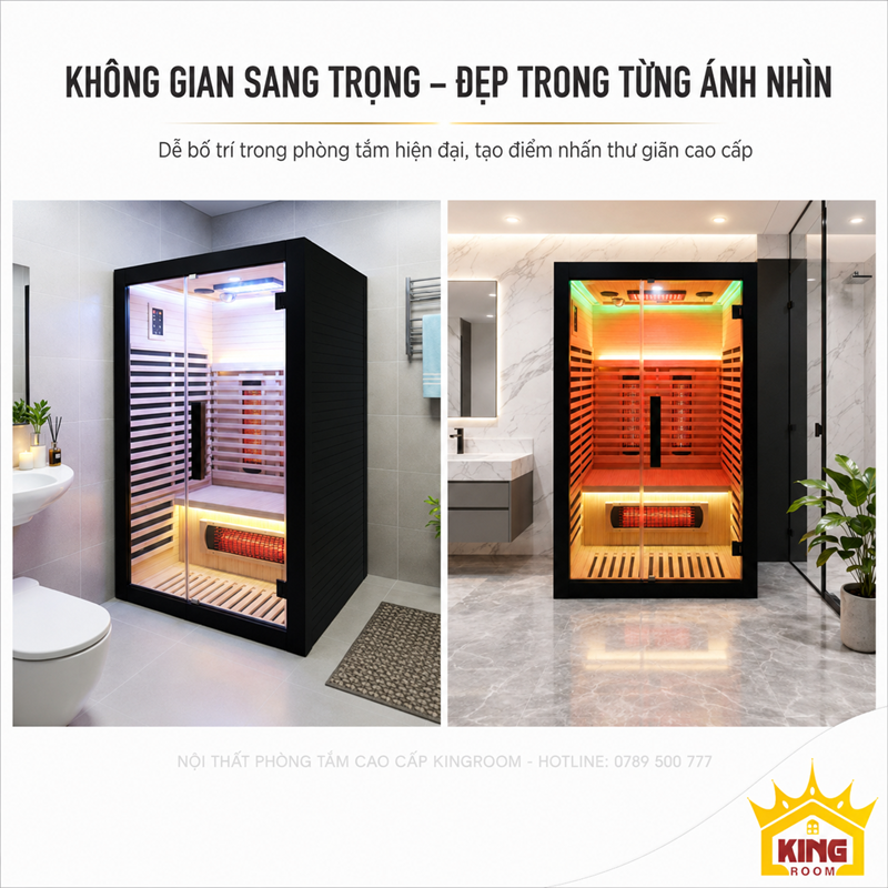 Phòng xông hơi hồng ngoại cao cấp trong không gian nội thất sang trọng
