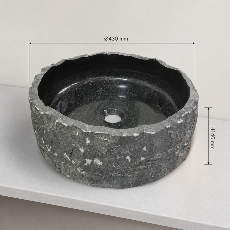 Kích thước lavabo đá Granite GRK03 Ø430 x cao 140 mm
