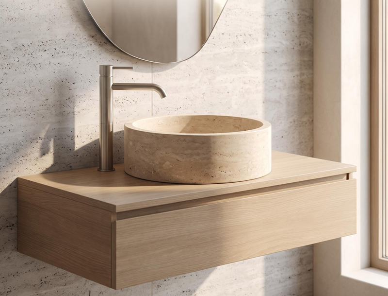 Kích thước lavabo đá tự nhiên phù hợp mặt bàn