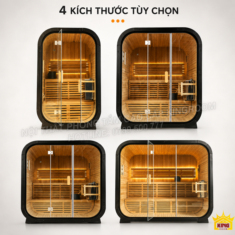 Bốn kích thước phòng xông hơi gia đình KR-SN01 cho 1 đến 8 người