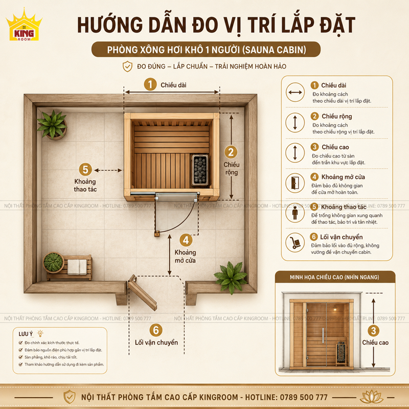 Cách đo kích thước vị trí lắp phòng xông hơi gia đình