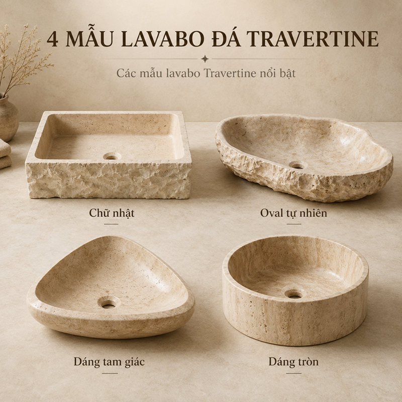 lavabo đá Travertine tự nhiên Kingroom