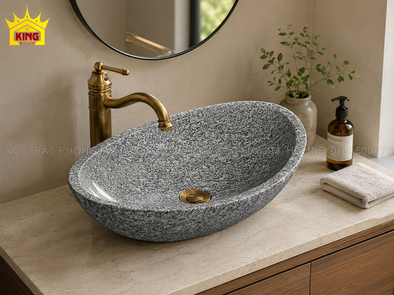 Lavabo đá Granite Kingroom trong phòng tắm hiện đại