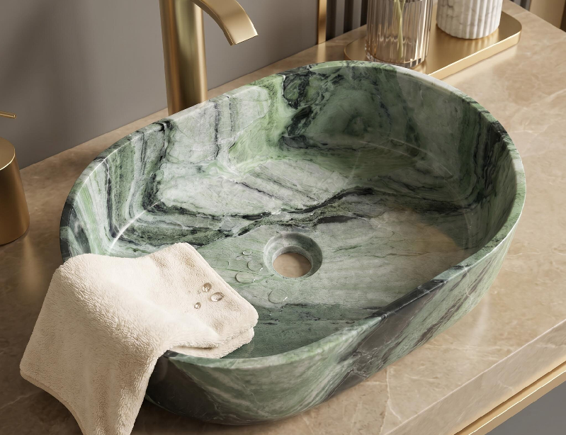 lavabo đá tự nhiên với vân đá riêng biệt