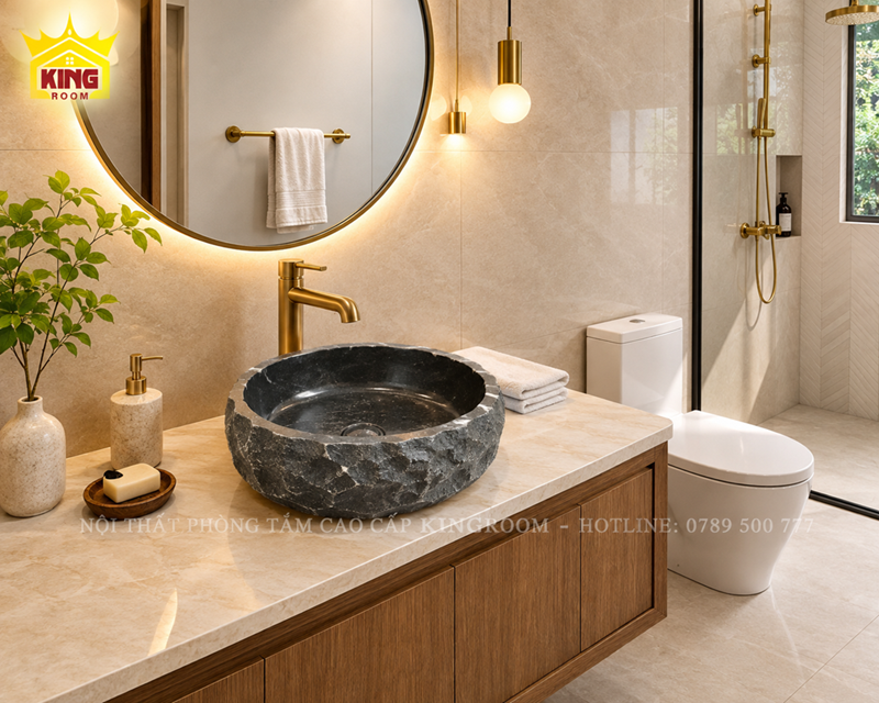 Lavabo Granite Den Grk03 Phoi Canh Phong Tam