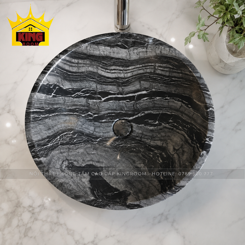 Lavabo Granite xám GRS02 nhìn từ trên xuống