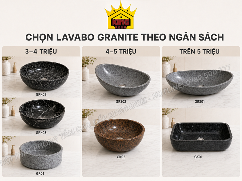 Chọn lavabo đá Granite theo ngân sách