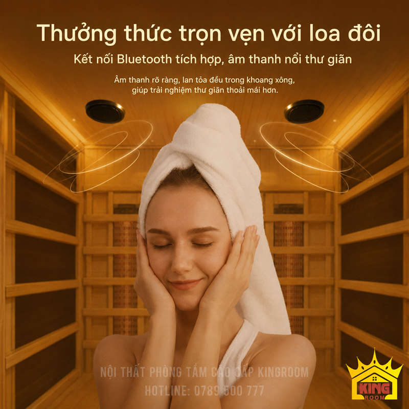 Loa Bluetooth đôi trong phòng xông hơi hồng ngoại gia đình