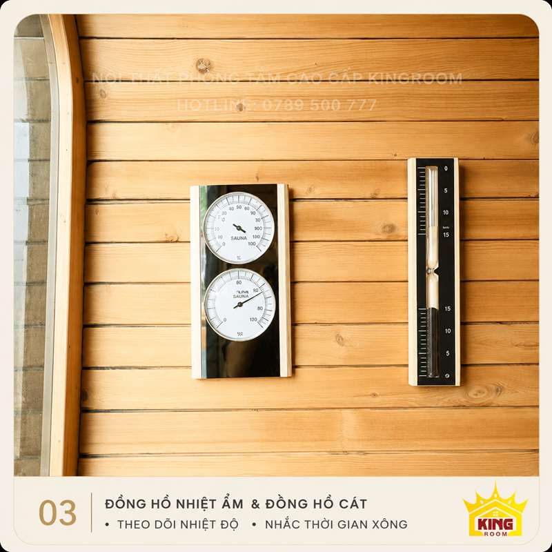 Nhiệt ẩm kế và đồng hồ cát phòng sauna KR-SN01