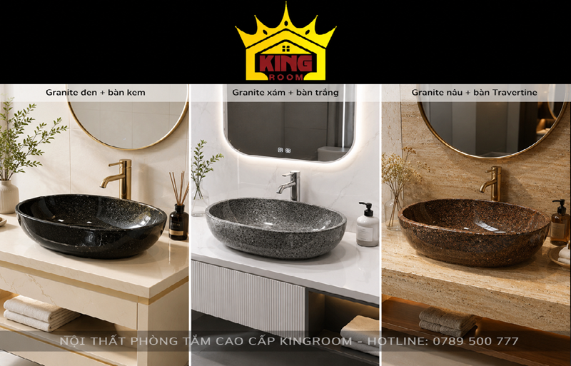 Cách phối màu lavabo đá Granite trong phòng tắm