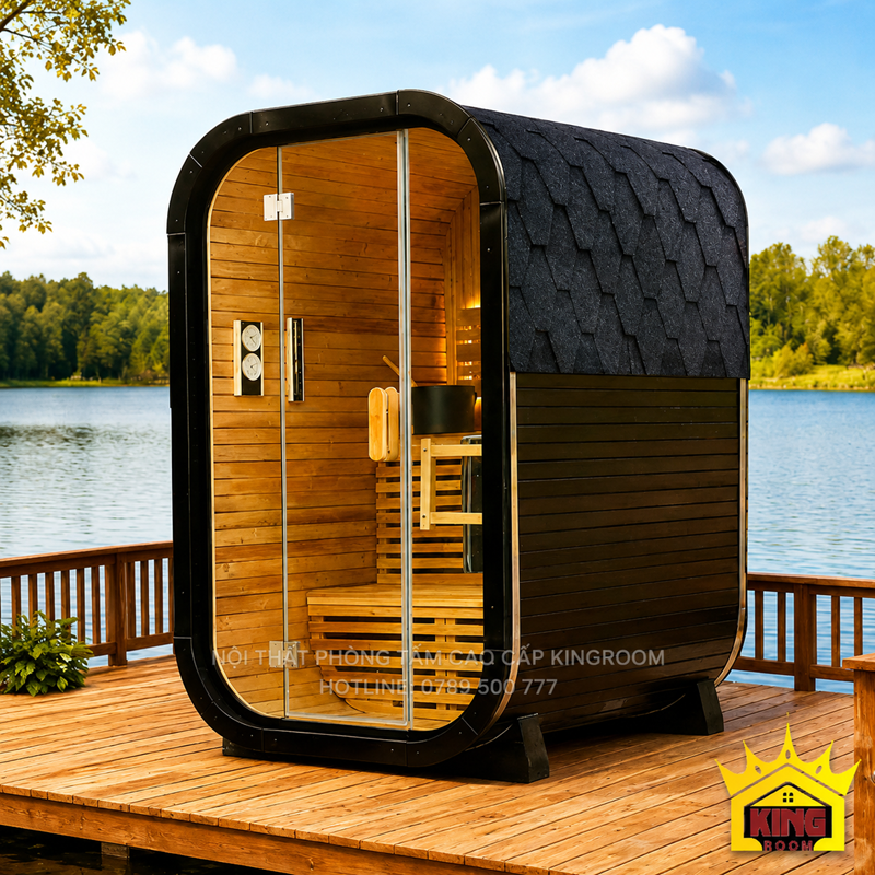 Phòng sauna ngoài trời KR-SN01 lắp đặt bên hồ