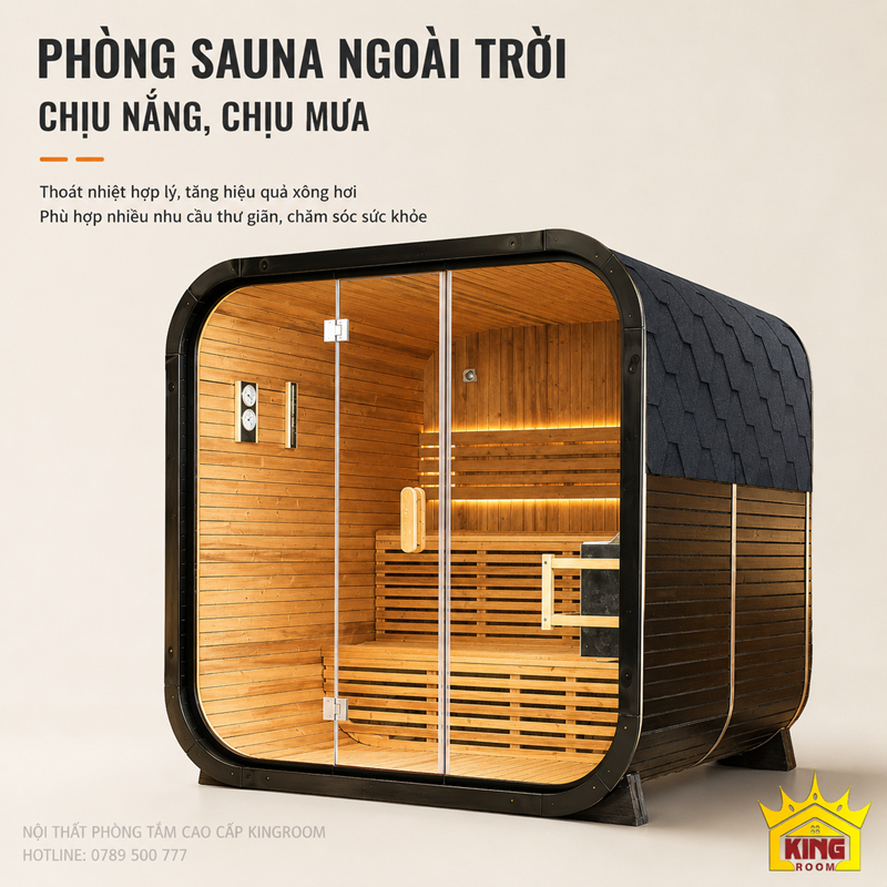 Toàn cảnh phòng sauna ngoài trời KR-SN01