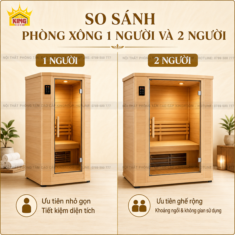 So sánh phòng xông hơi gia đình 1 người và 2 người