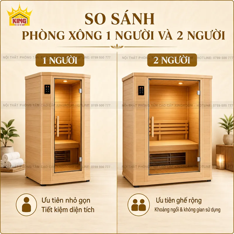 So sánh phòng xông hơi gia đình 1 người và 2 người