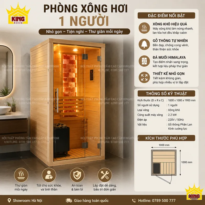 Phòng xông hơi gia đình 1 người nhỏ gọn lắp tại nhà