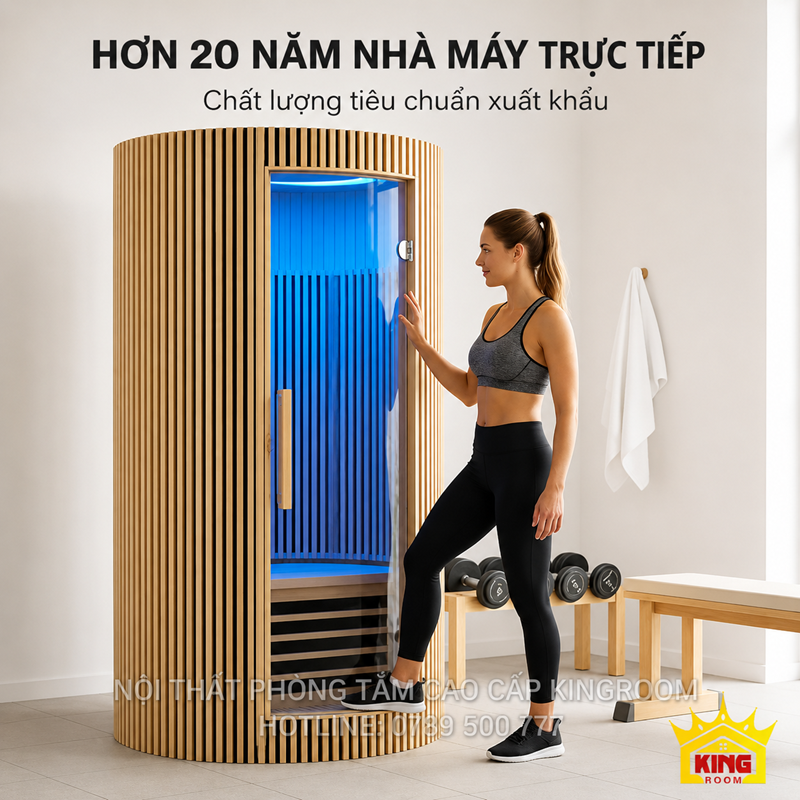 Phòng xông hơi hồng ngoại 1 người bằng gỗ Hemlock Canada