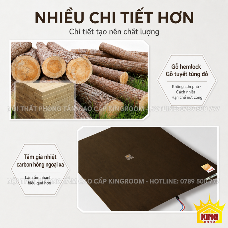 Gỗ Hemlock tuyết tùng đỏ và tấm nhiệt carbon Vienna