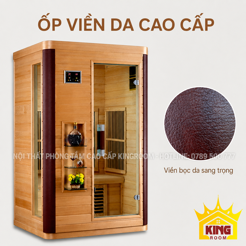 Chi tiết ốp viền da phòng xông hơi Vienna