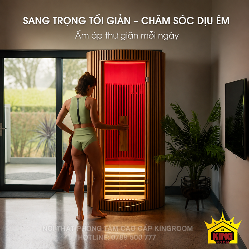 Phòng xông hồng ngoại 1 người thiết kế nhỏ gọn tại nhà