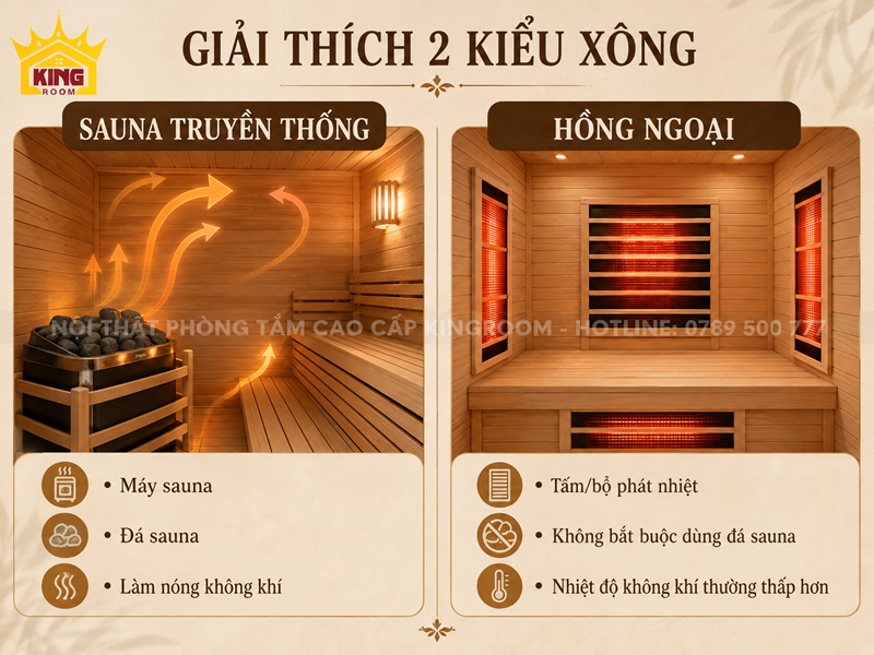 So sánh sauna truyền thống và phòng xông hơi khô hồng ngoại