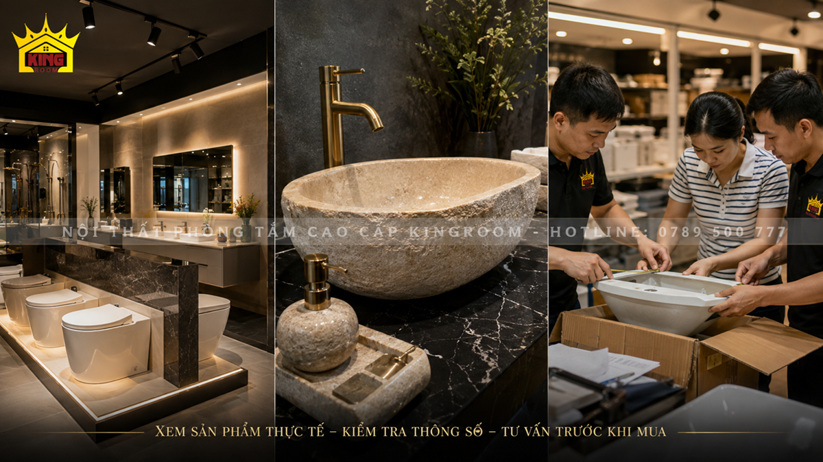 howroom và sản phẩm phòng tắm thực tế tại Kingroom