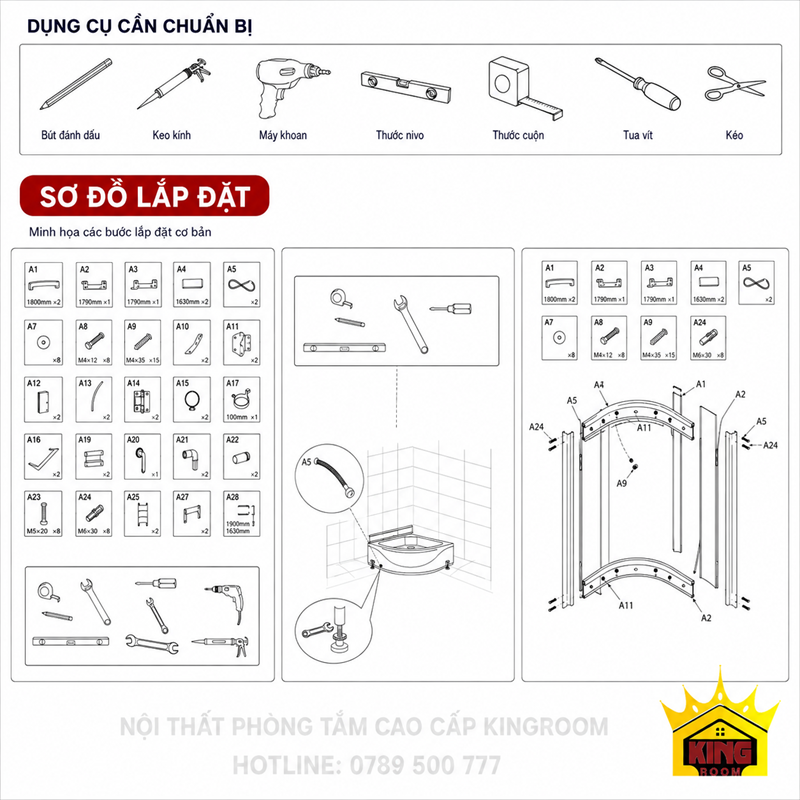 Sơ đồ lắp đặt cabin tắm xông hơi S-015