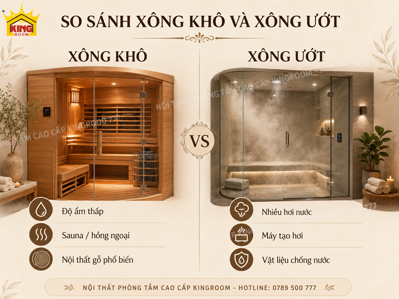 So sánh phòng xông hơi khô và phòng xông hơi ướt